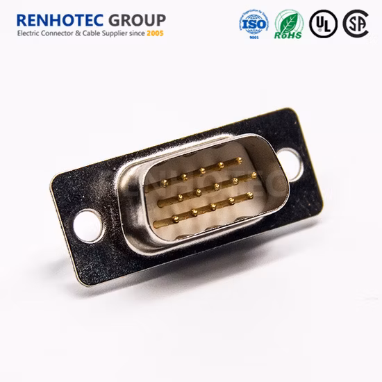 Couvercle métallique en caoutchouc blanc, 15 broches D Sub mâle VGA, trou non fileté, Type de soudure pour PCB